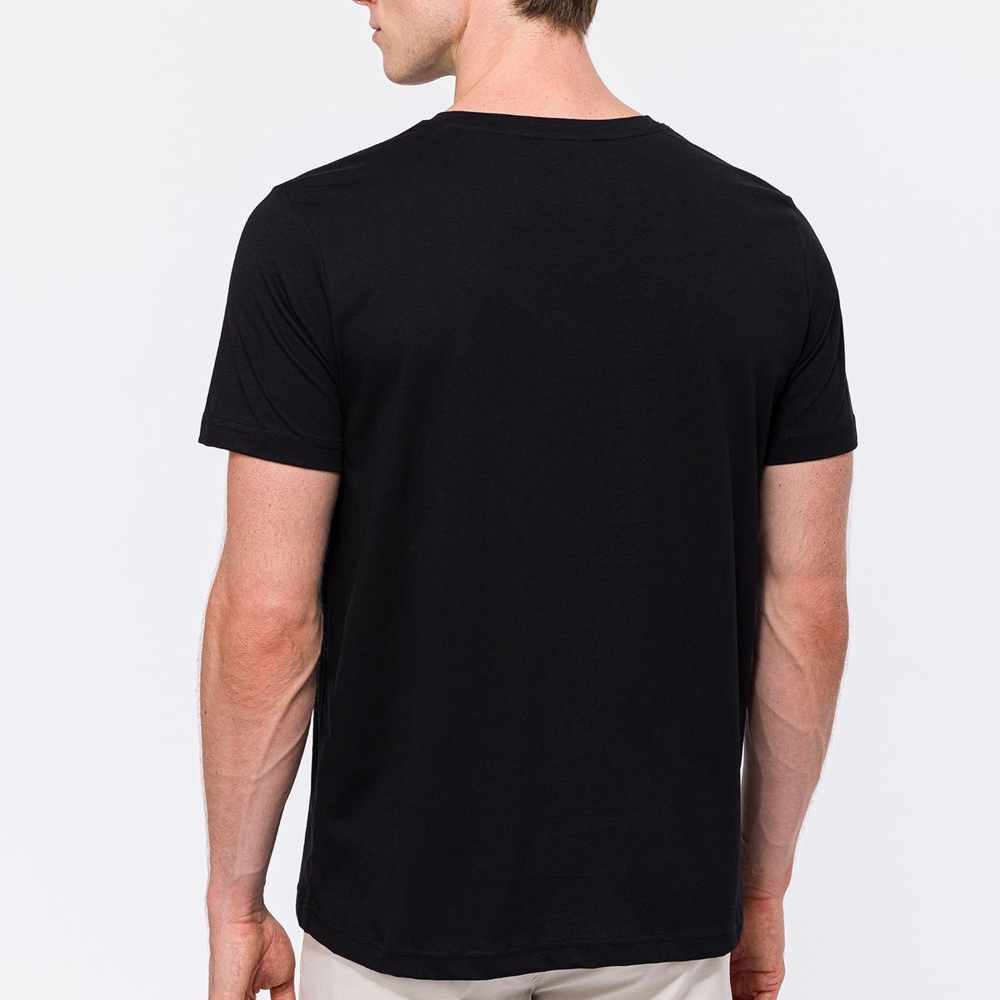 Erkek Siyah Organik Pamuklu Bisiklet Yaka T-Shirt