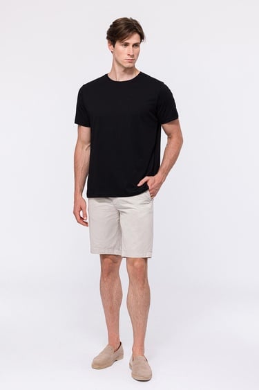  Erkek Siyah Organik Pamuklu Bisiklet Yaka T-Shirt