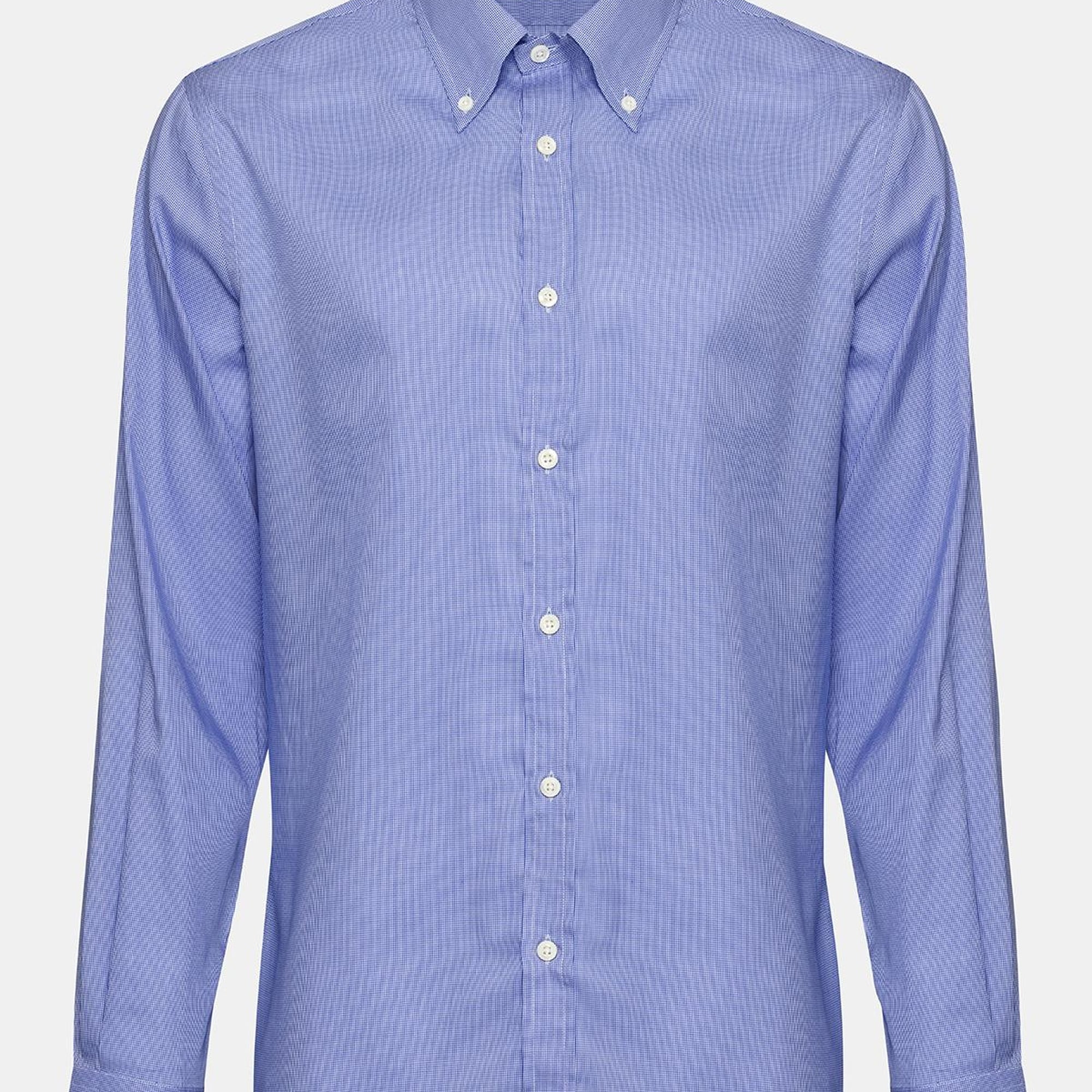 Erkek Lacivert Cooper Fit Düğmeli Yaka Klasik Gömlek