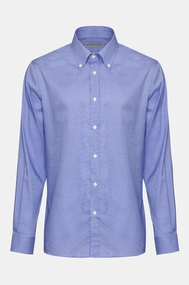  Erkek Lacivert Cooper Fit Düğmeli Yaka Klasik Gömlek