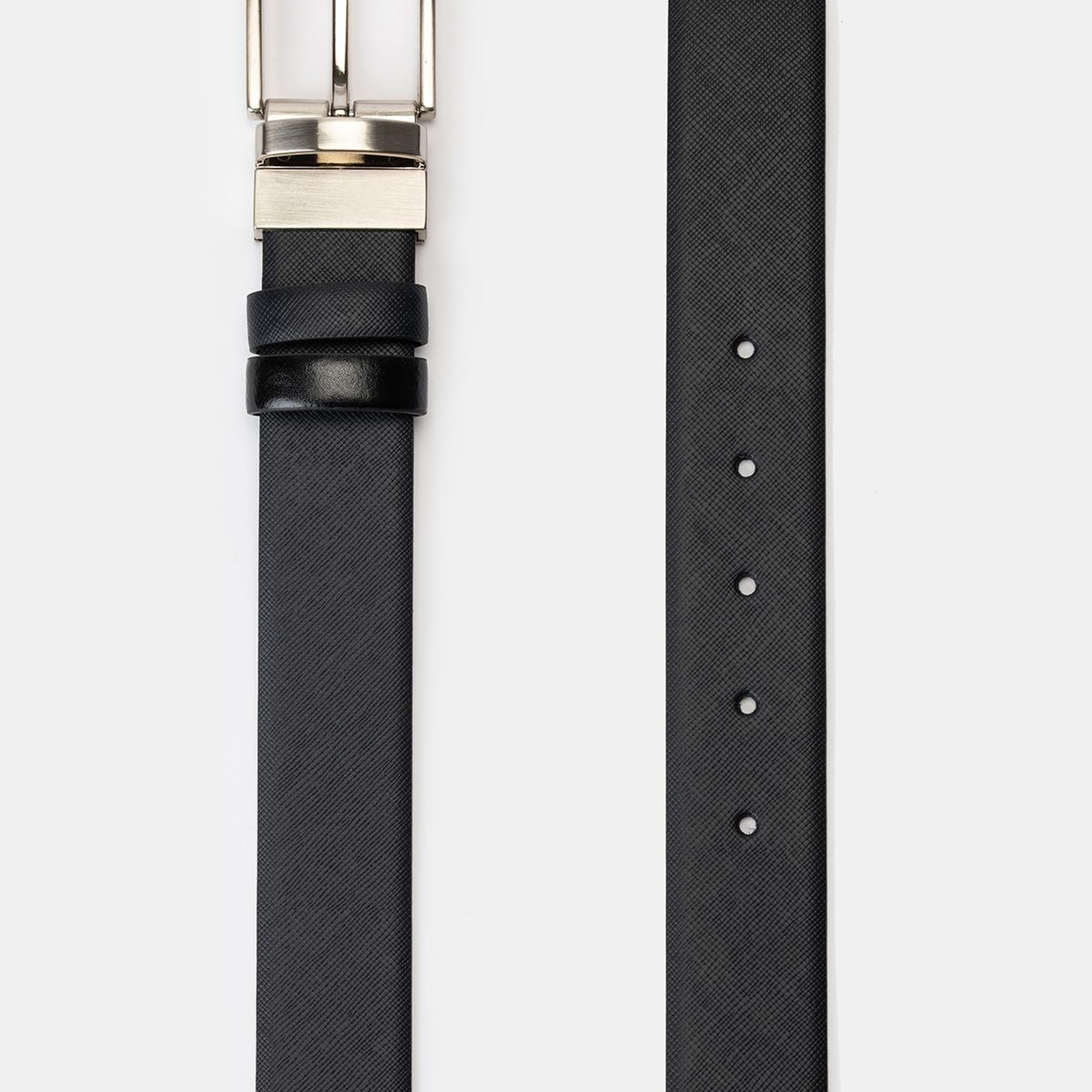 Erkek Lacivert Deri Çift Taraflı Klasik Kemer