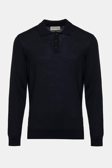  Erkek Lacivert Yün Polo Yaka Kazak