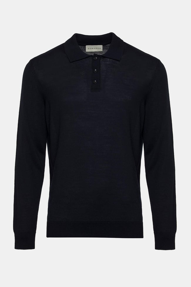  Erkek Lacivert Yün Polo Yaka Kazak