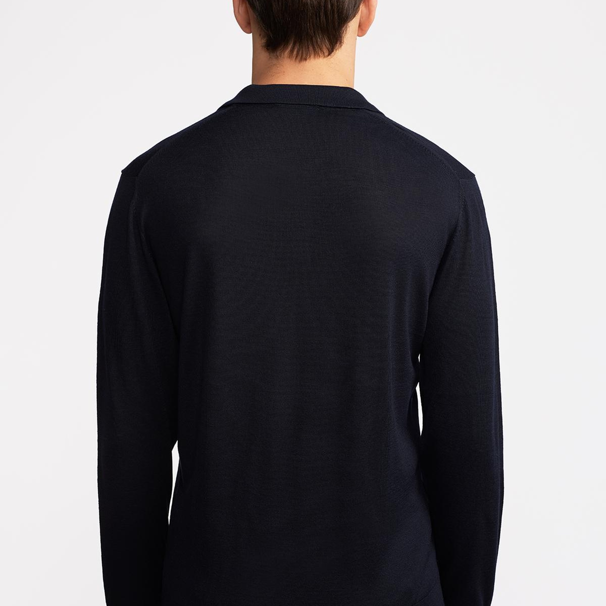 Erkek Lacivert Yün Polo Yaka Kazak