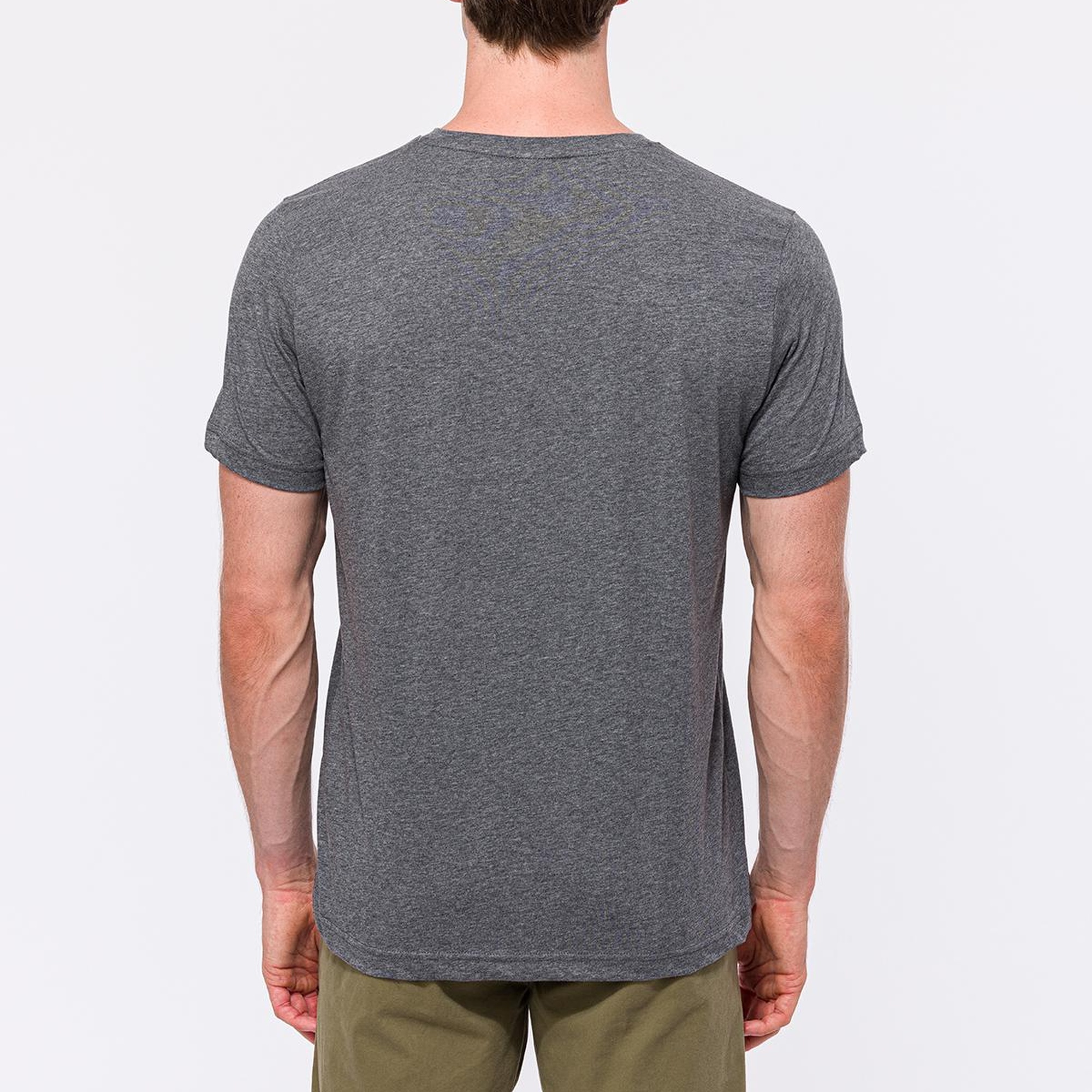 Erkek Gri Melanj Organik Pamuklu Bisiklet Yaka T-Shirt