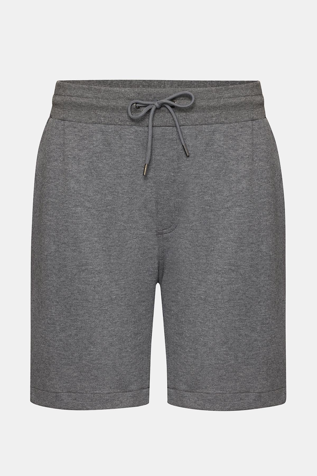  Erkek Gri Melanj Organik Pamuklu Jersey Şort