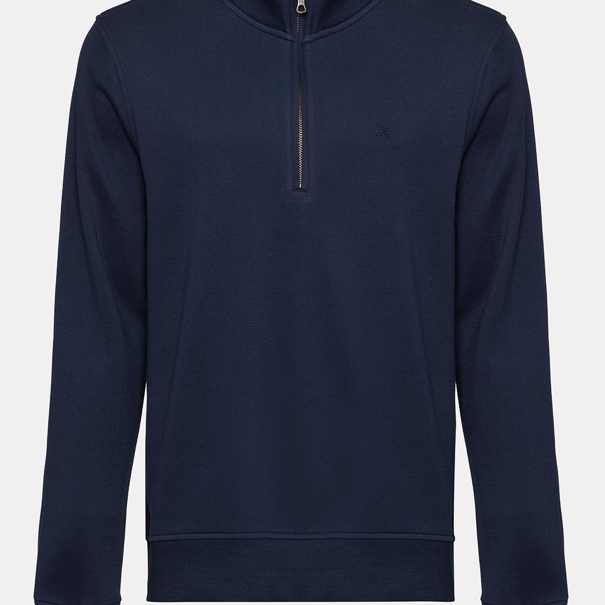 Erkek Lacivert Yarım Fermuarlı Organik Pamuklu Sweatshirt