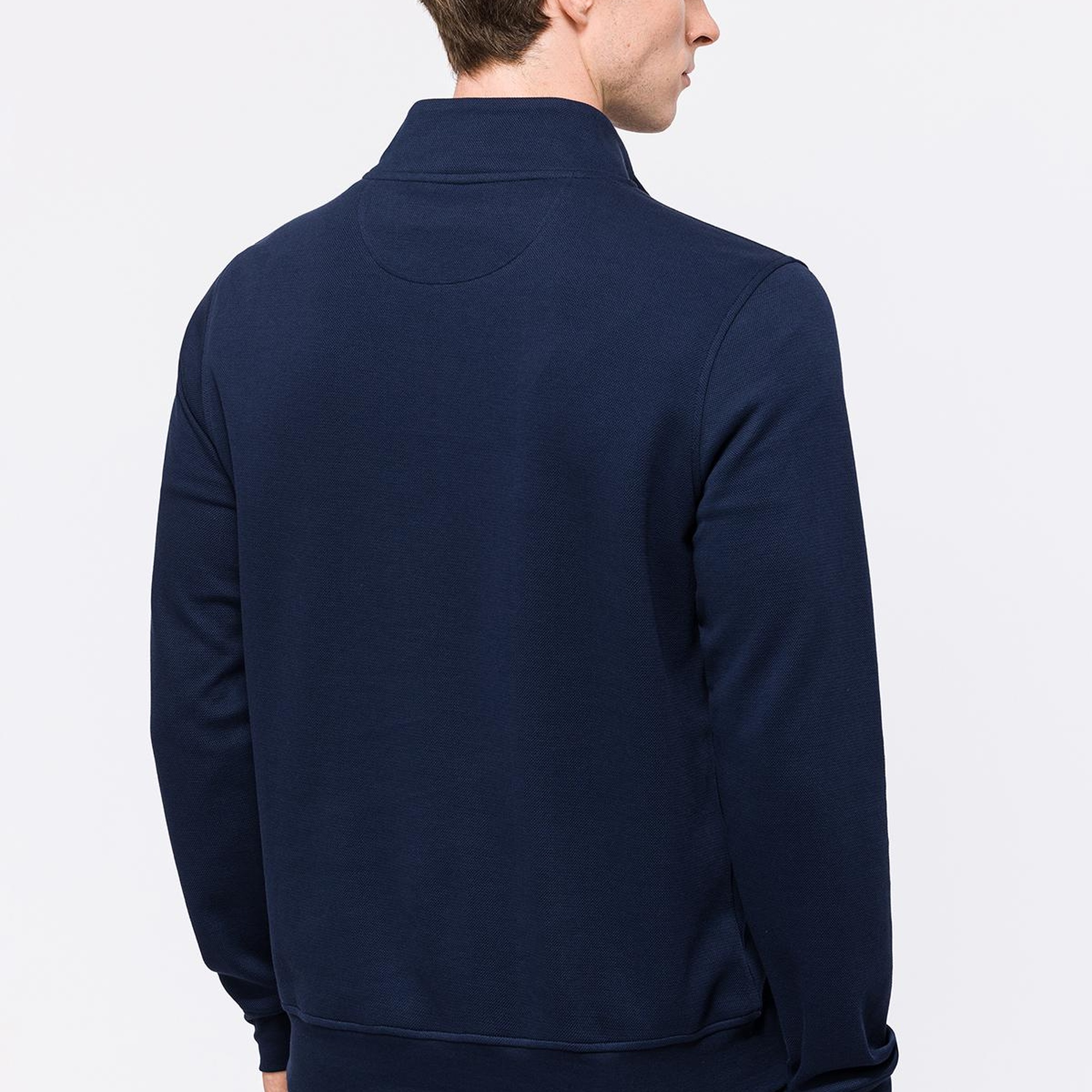 Erkek Lacivert Yarım Fermuarlı Organik Pamuklu Sweatshirt