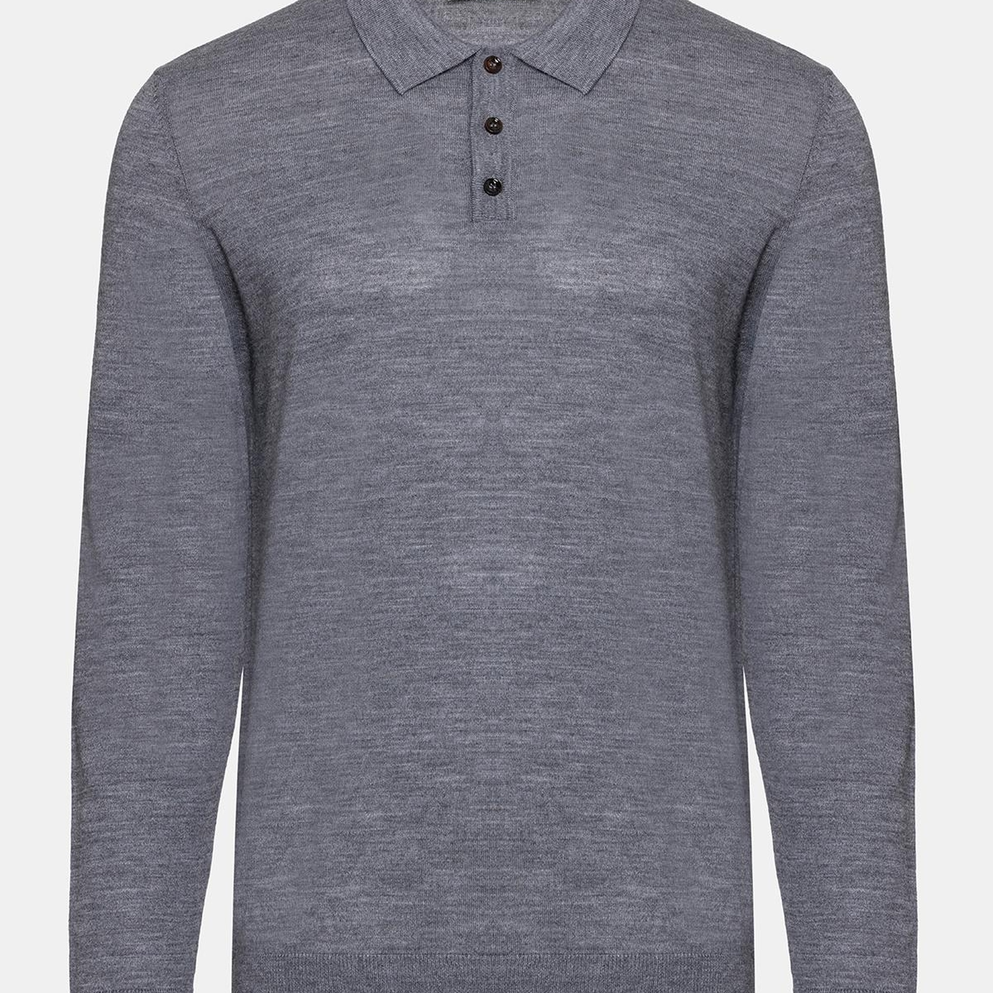 Erkek Gri Yün Polo Yaka Kazak