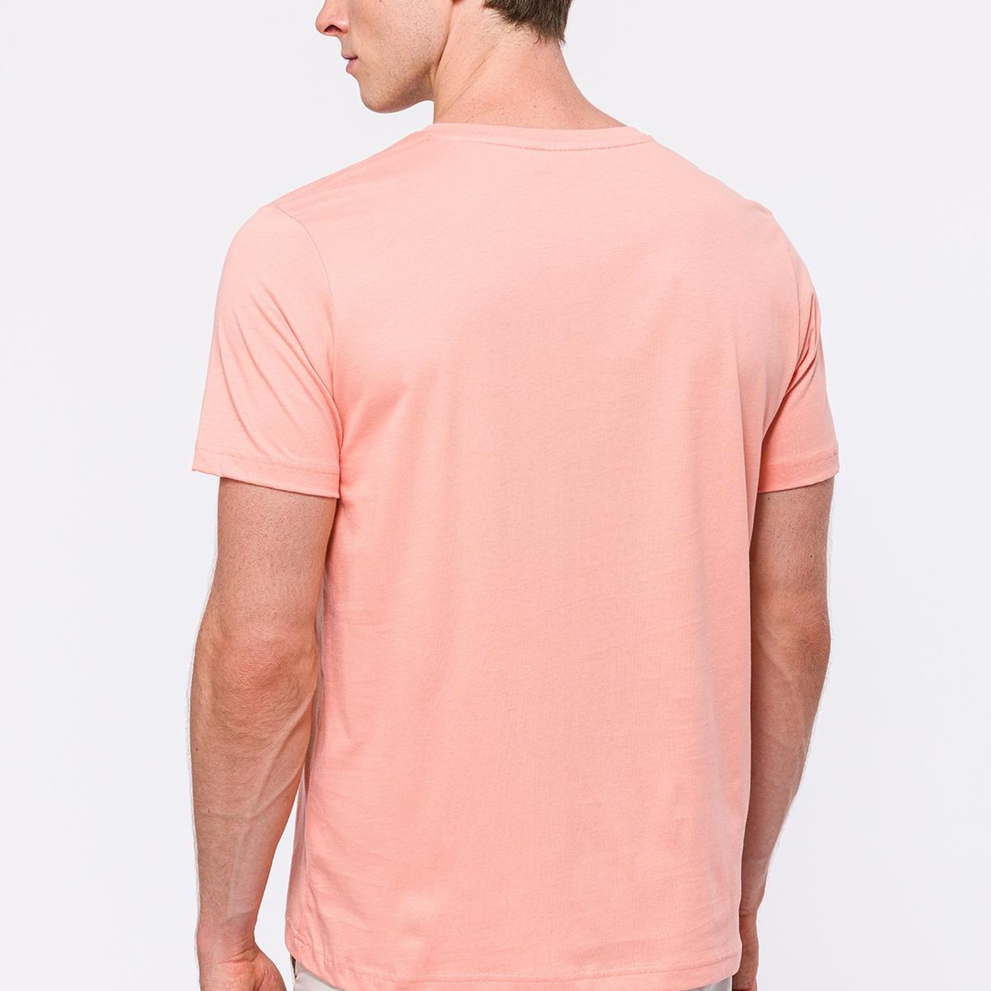 Erkek Pembe Organik Pamuklu Bisiklet Yaka T-Shirt