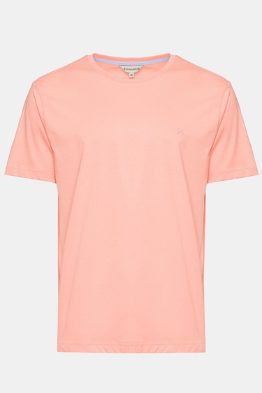  Erkek Pembe Organik Pamuklu Bisiklet Yaka T-Shirt