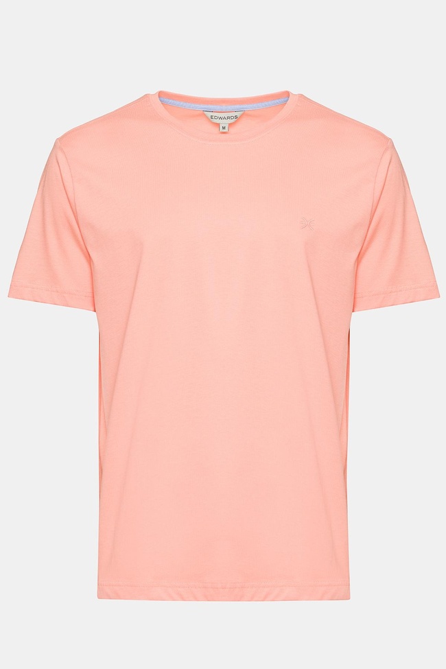  Erkek Pembe Organik Pamuklu Bisiklet Yaka T-Shirt