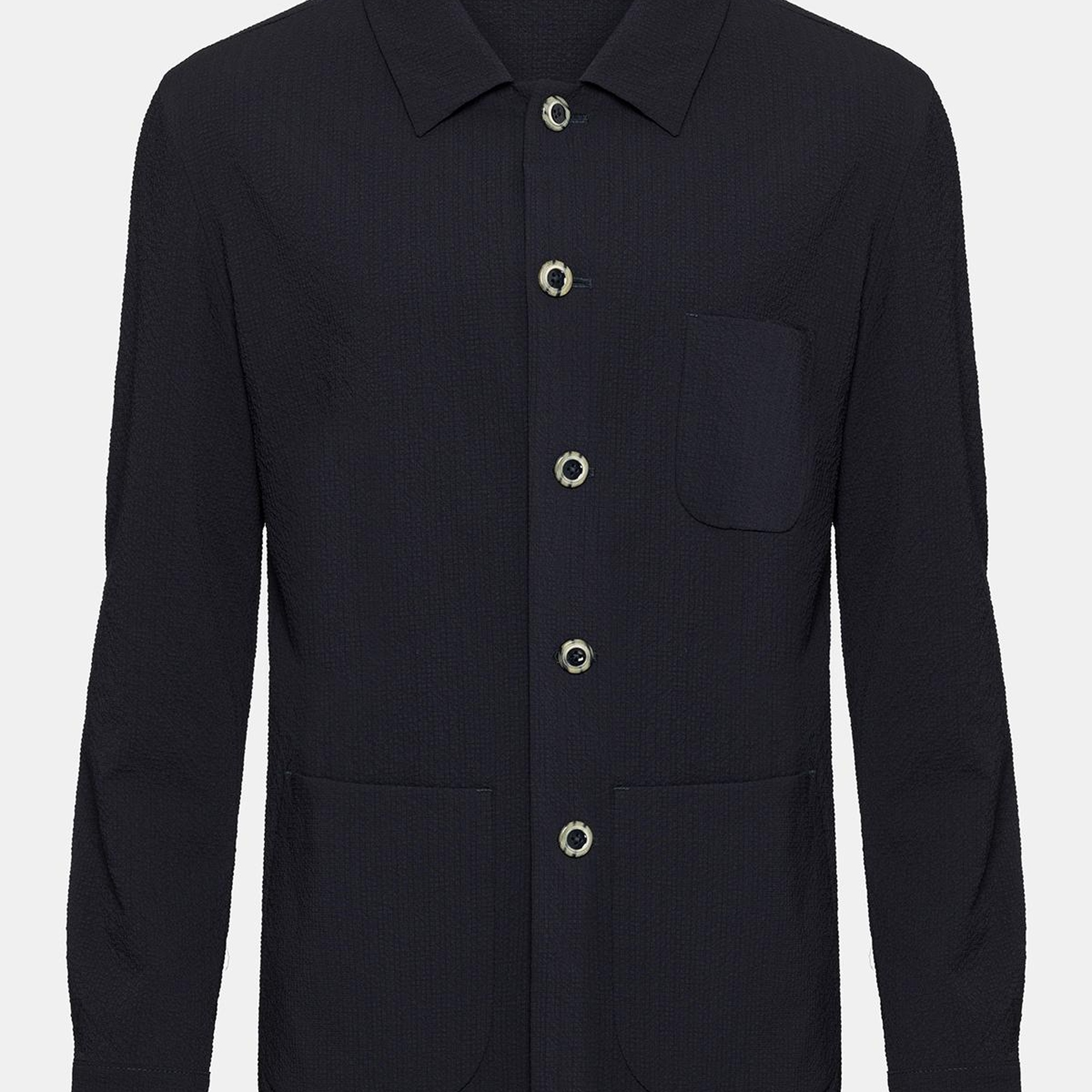 Erkek Lacivert Seersucker Casual Ceket