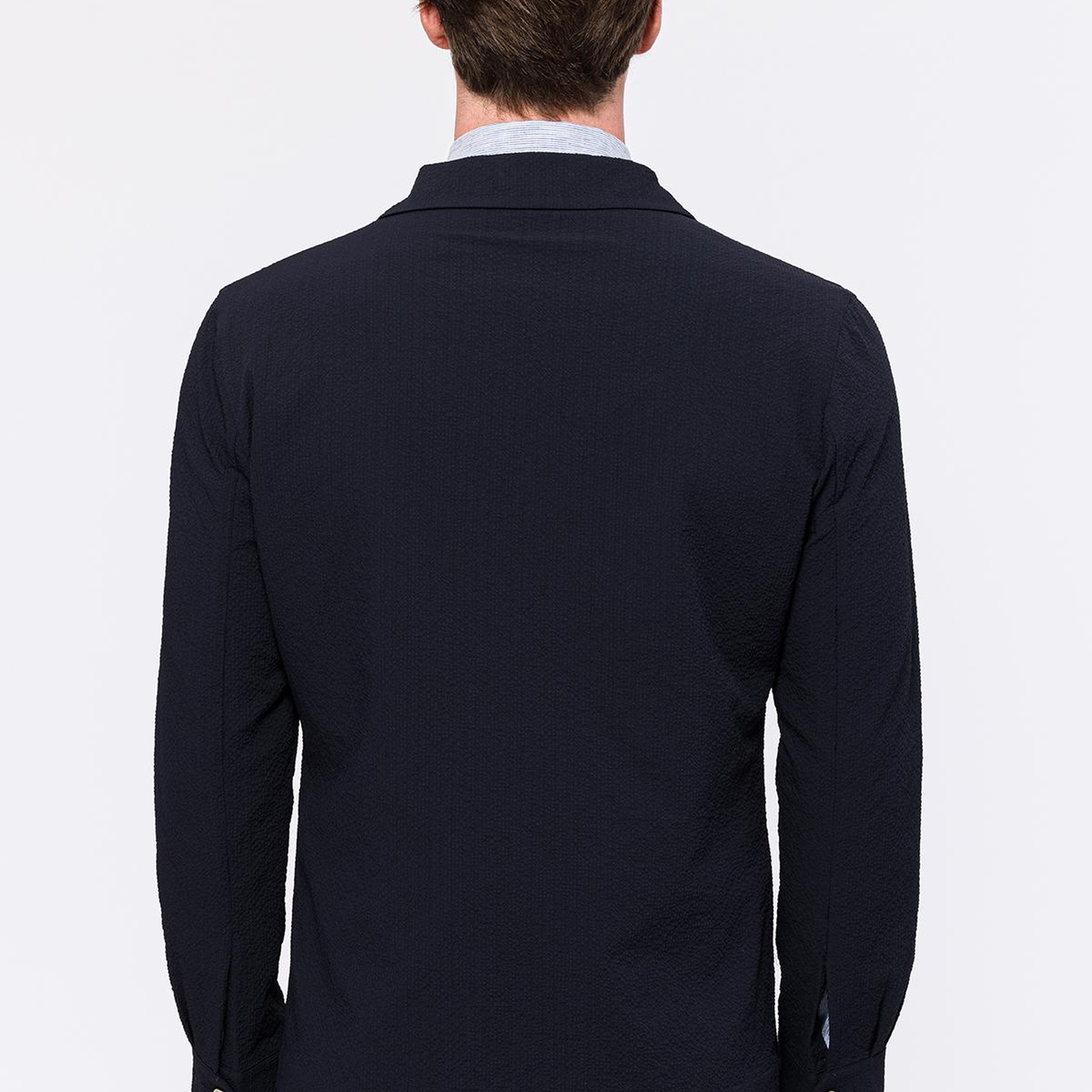 Erkek Lacivert Seersucker Casual Ceket