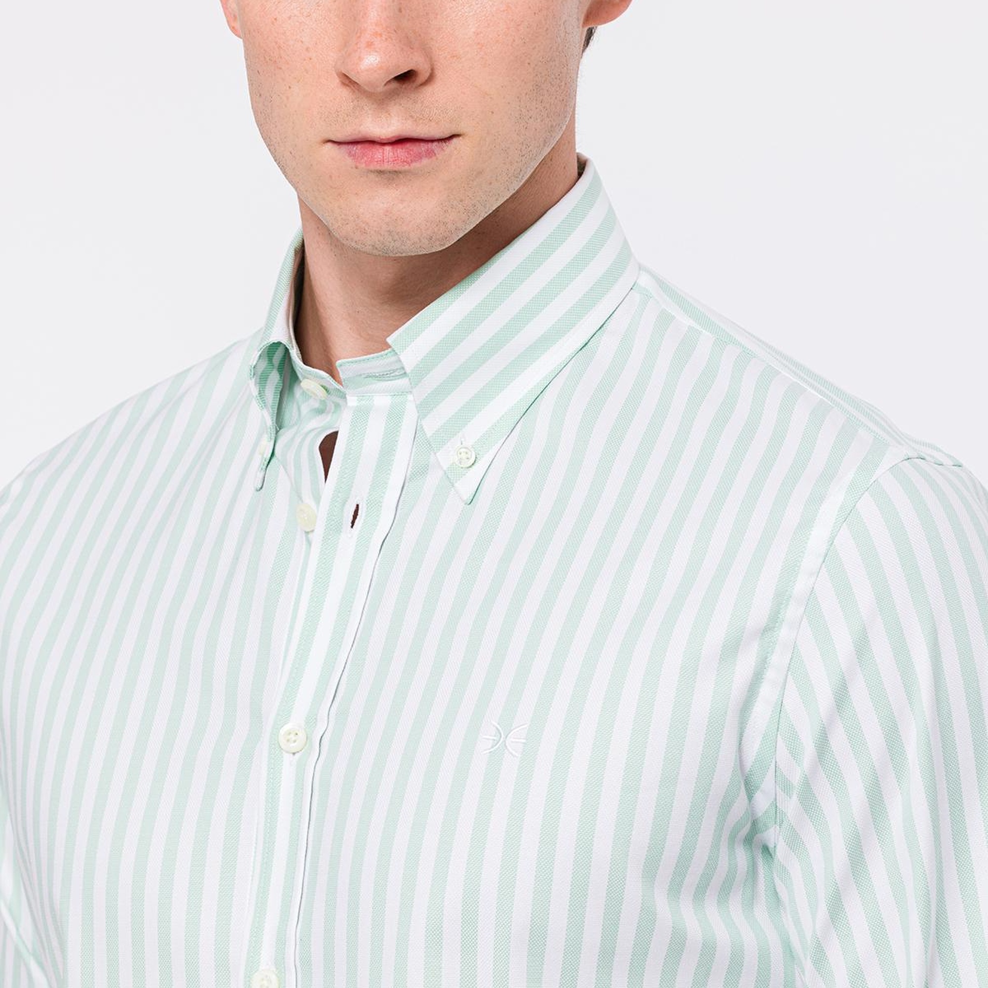 Erkek Yeşil Cooper Fit Düğmeli Yaka Spor Gömlek