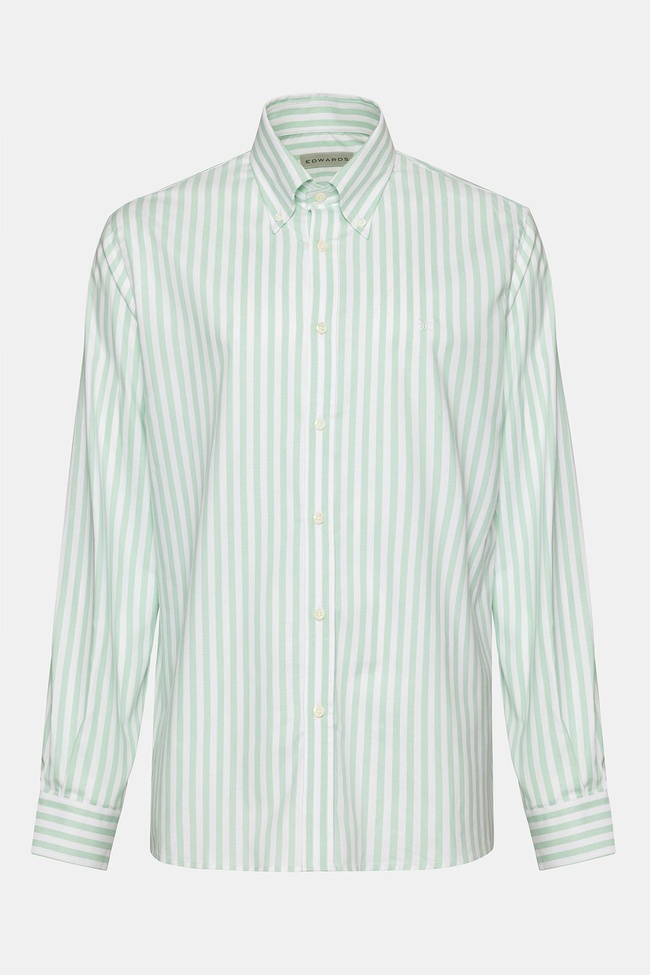  Erkek Yeşil Cooper Fit Düğmeli Yaka Spor Gömlek