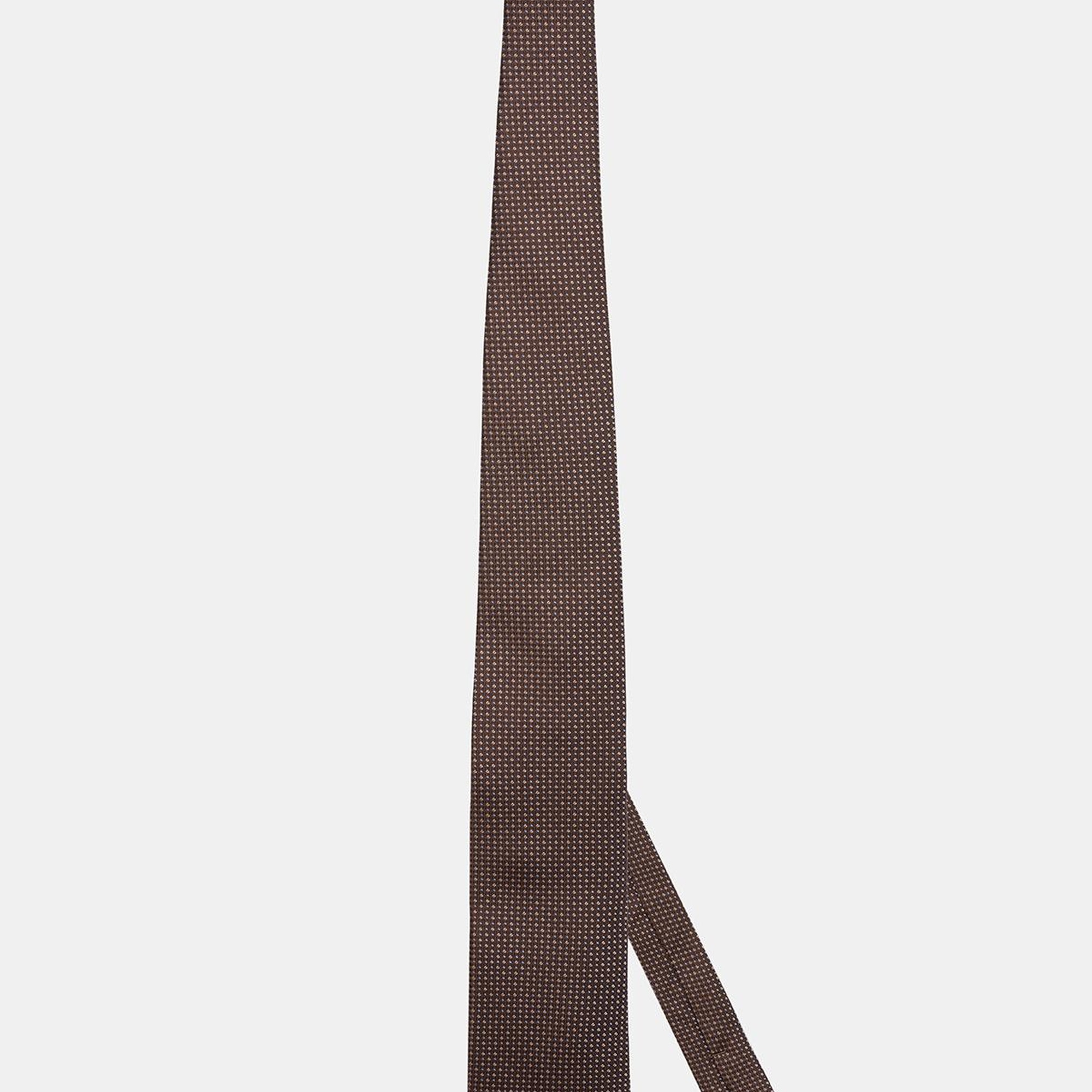 Erkek Kahverengi Desenli İpek Kravat