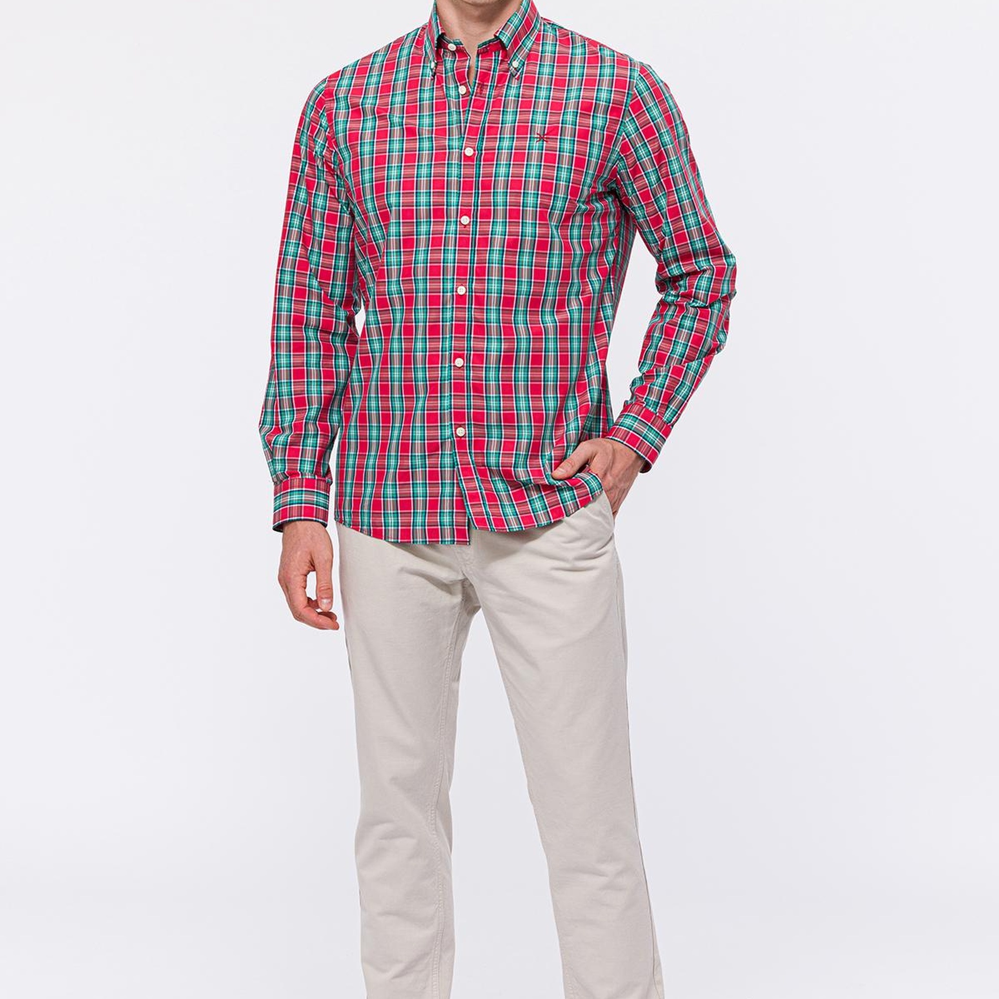 Erkek Açık Yeşil Cooper Fit Düğmeli Yaka Spor Gömlek