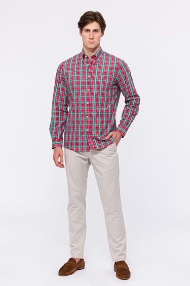  Erkek Açık Yeşil Cooper Fit Düğmeli Yaka Spor Gömlek