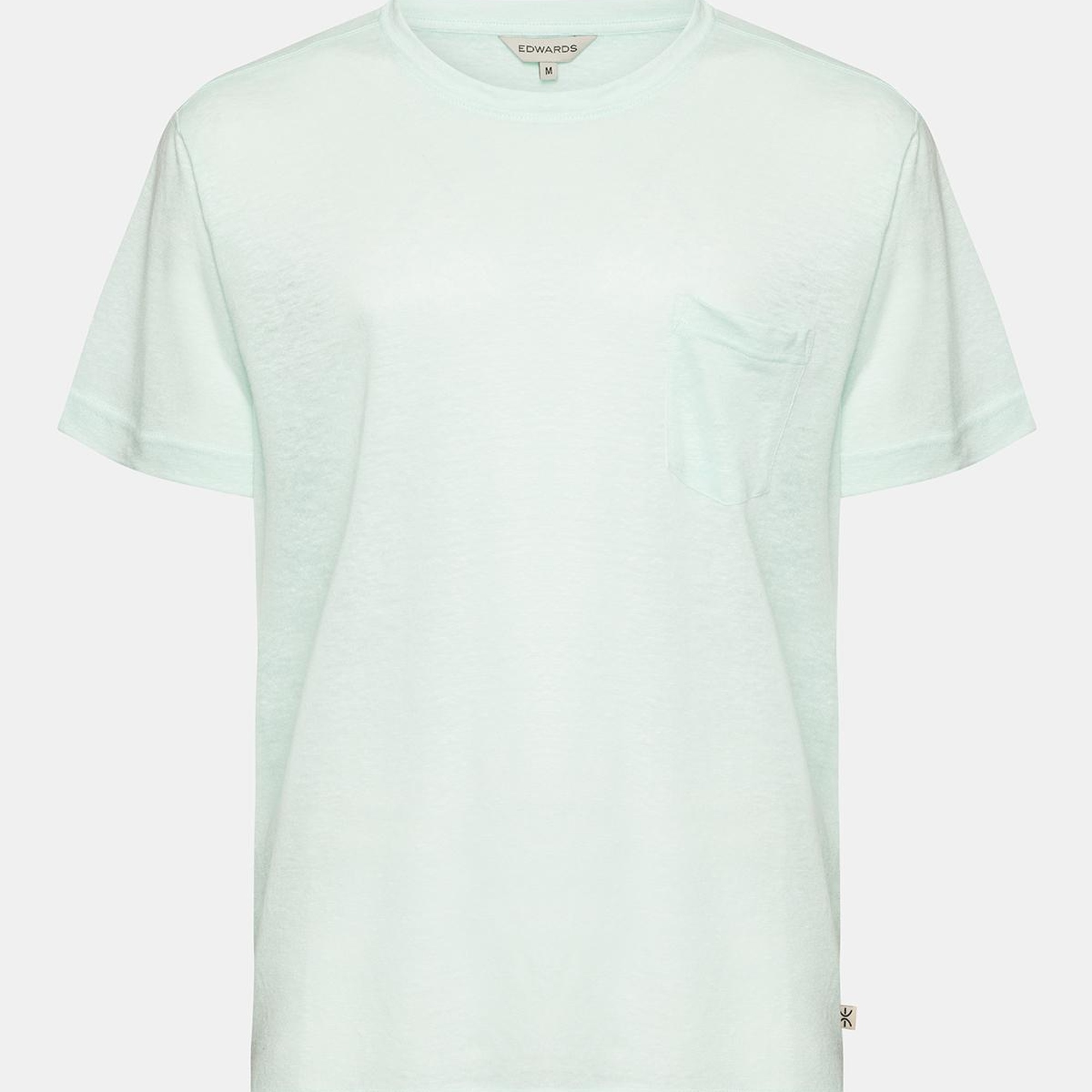 Erkek Açık Mavi Bisiklet Yaka Keten T-Shirt