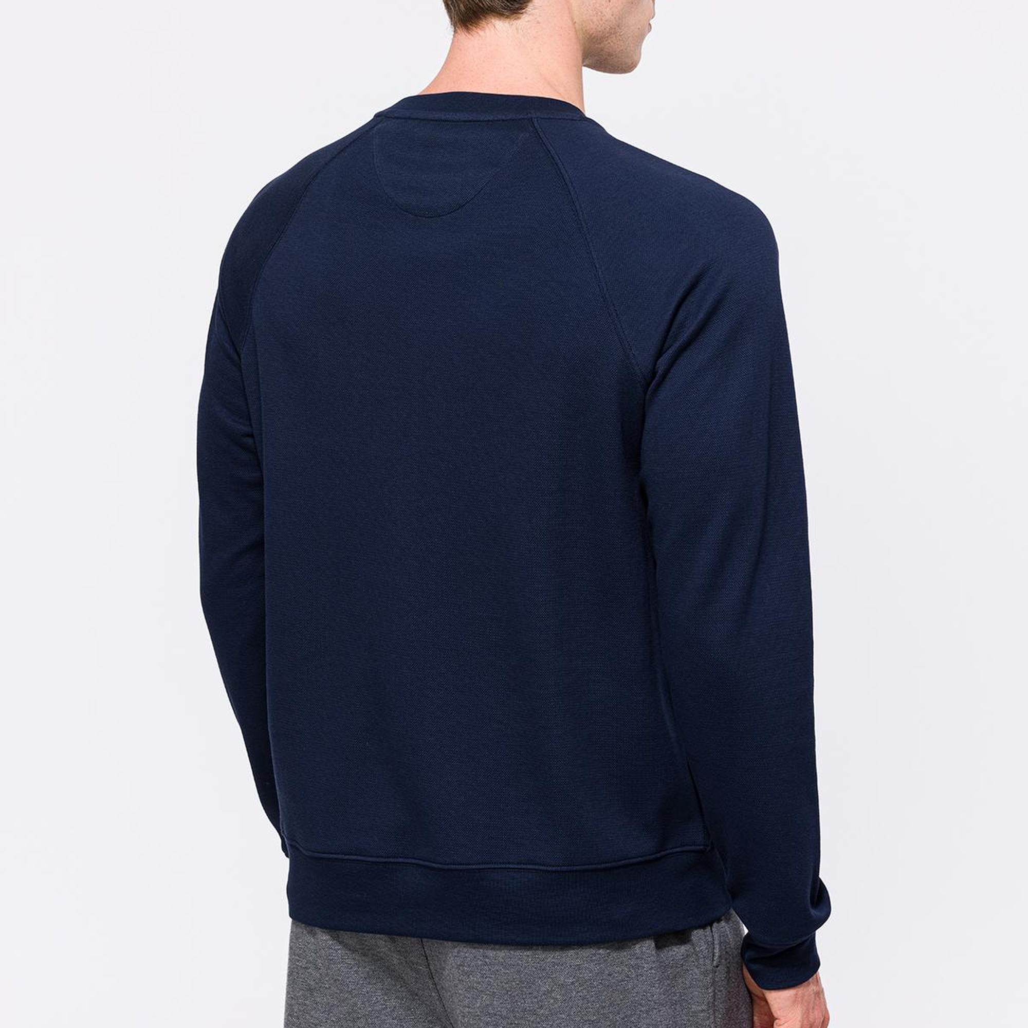 Erkek Lacivert Bisiklet Yaka Organik Pamuklu Sweatshirt