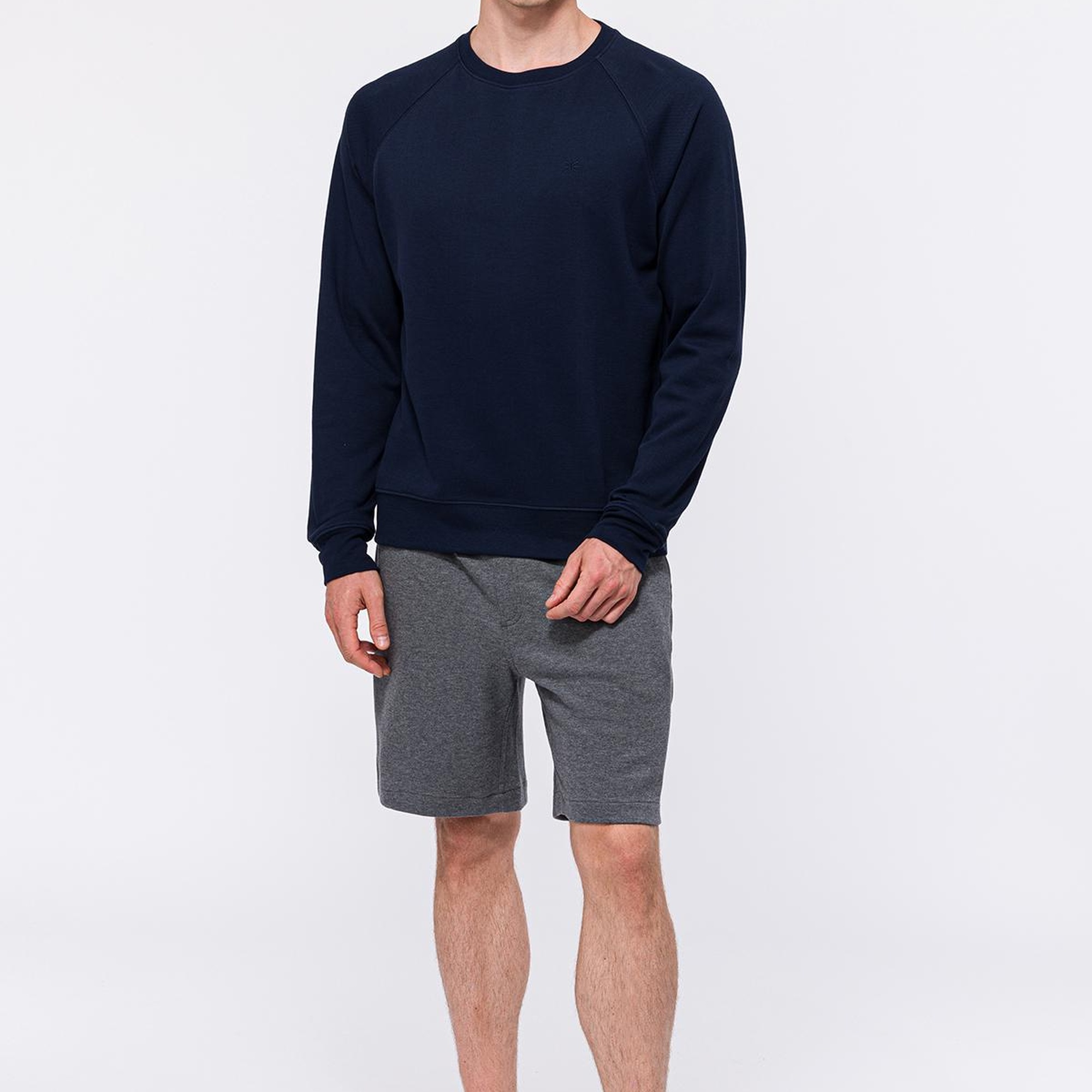 Erkek Lacivert Bisiklet Yaka Organik Pamuklu Sweatshirt