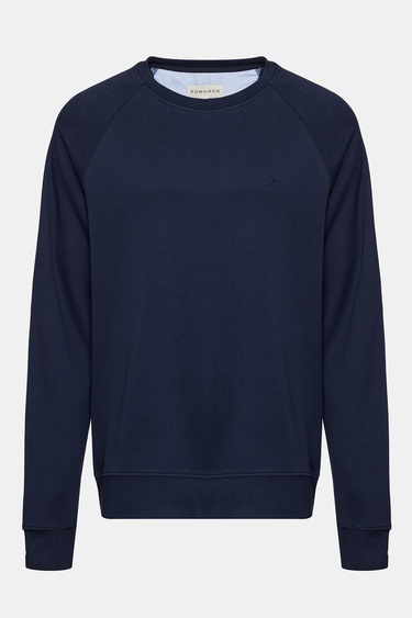  Erkek Lacivert Bisiklet Yaka Organik Pamuklu Sweatshirt