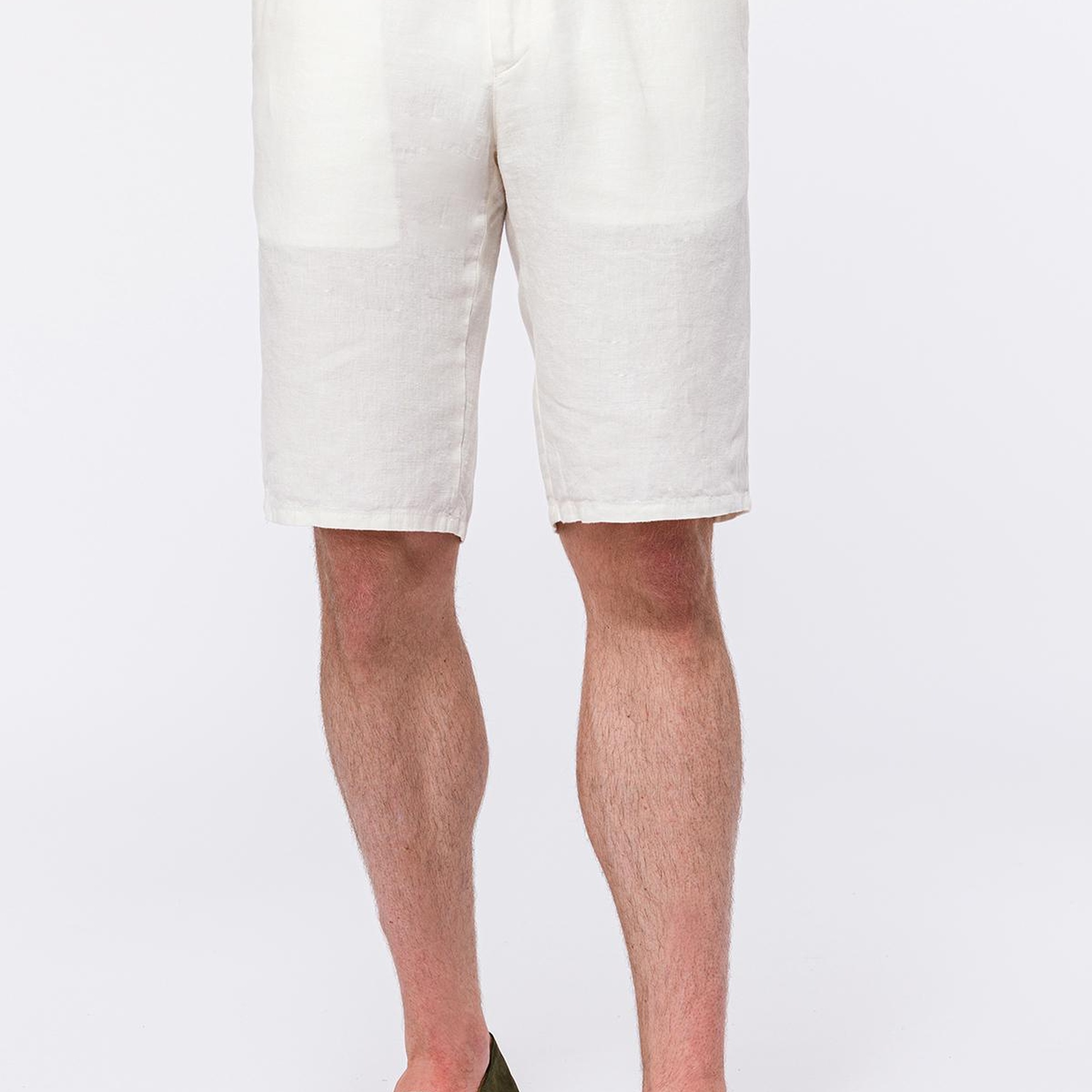 Erkek Beyaz Keten Chino Şort