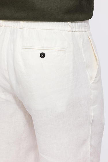  Erkek Beyaz Keten Chino Şort