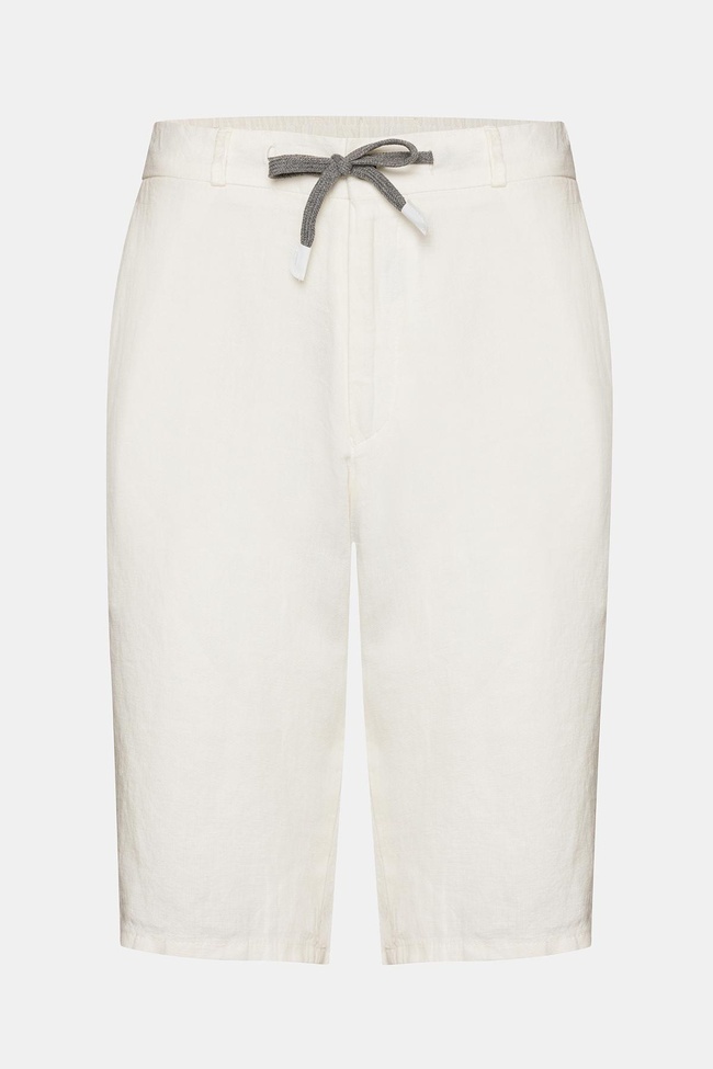  Erkek Beyaz Keten Chino Şort