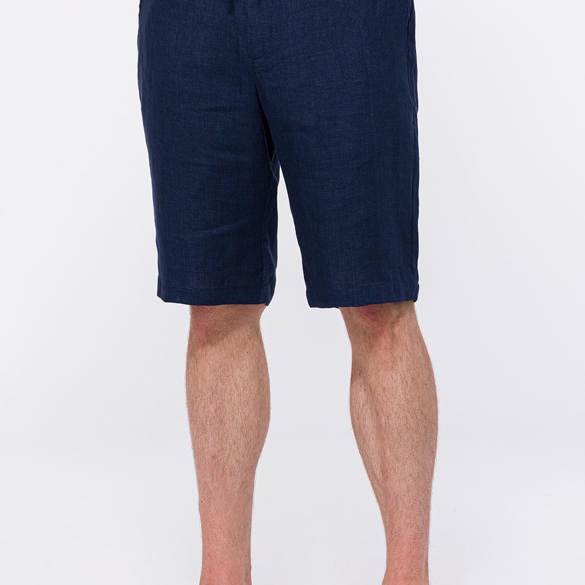 Erkek Mavi Keten Chino Şort