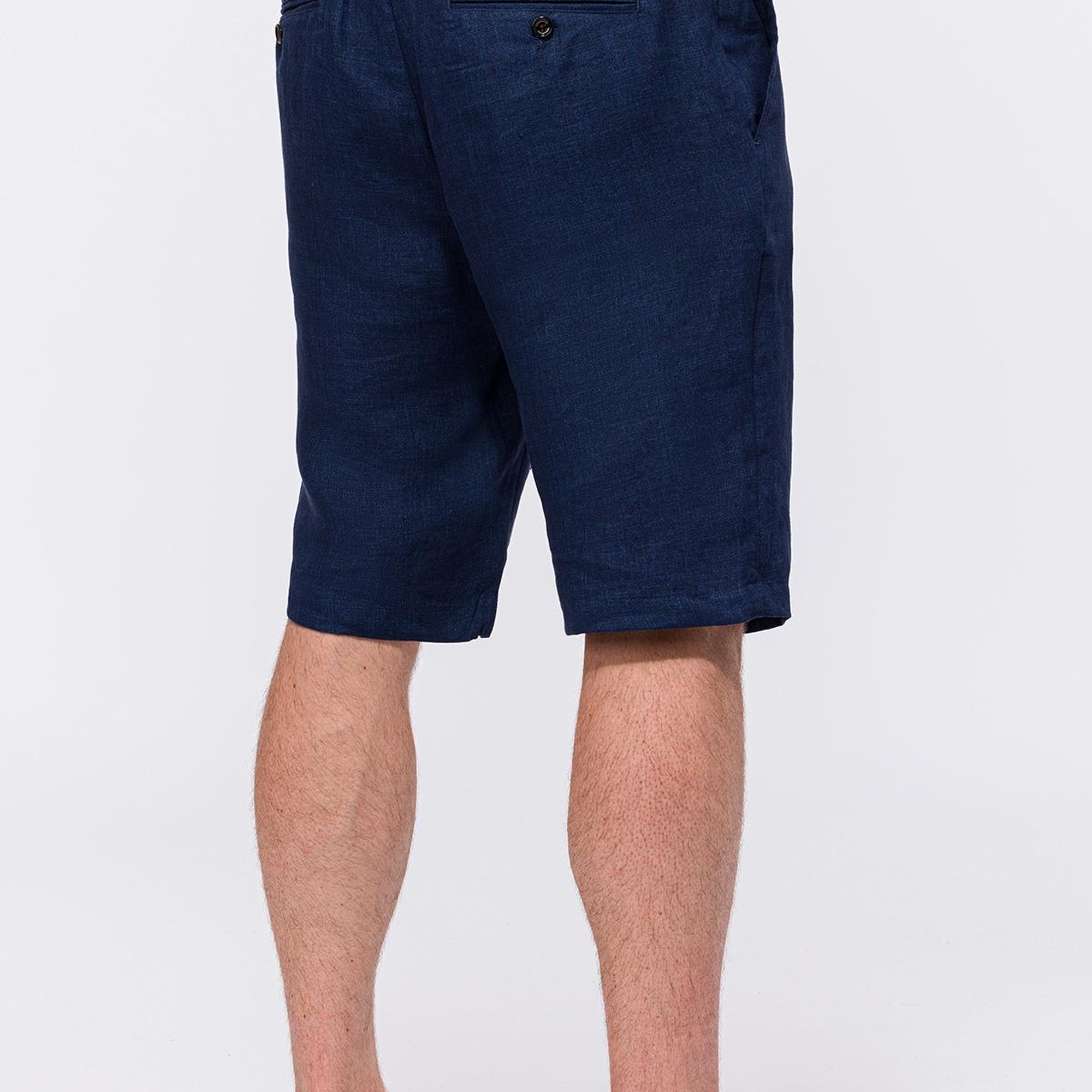 Erkek Mavi Keten Chino Şort