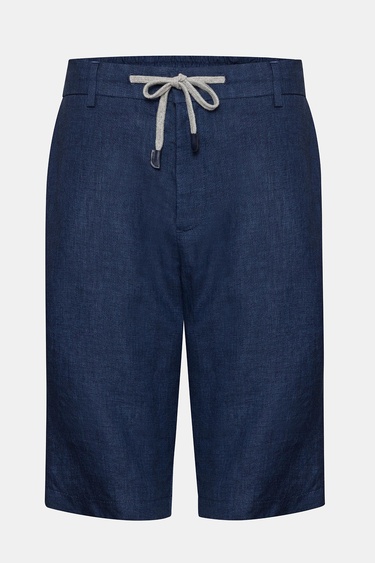  Erkek Mavi Keten Chino Şort