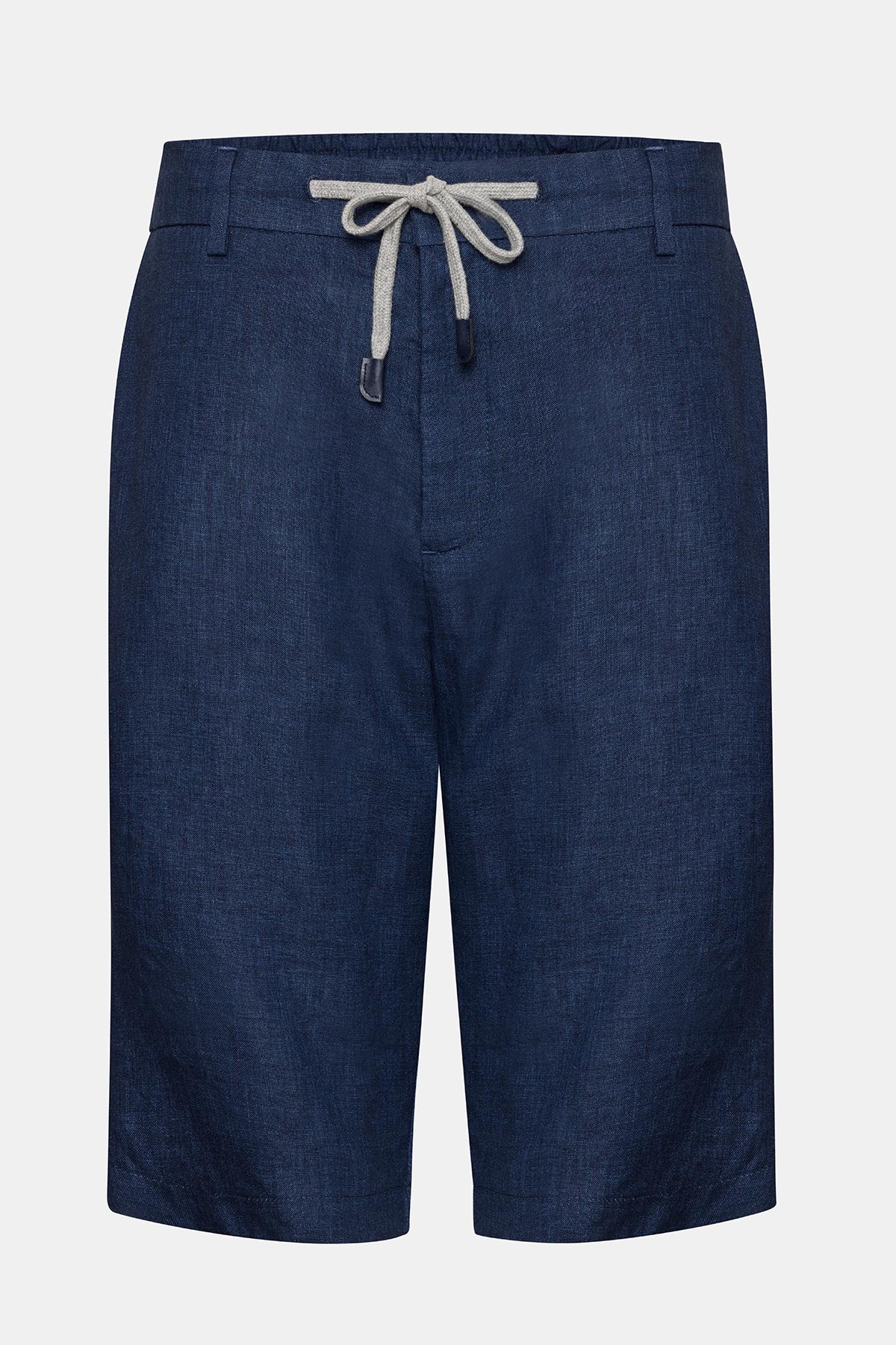  Erkek Mavi Keten Chino Şort