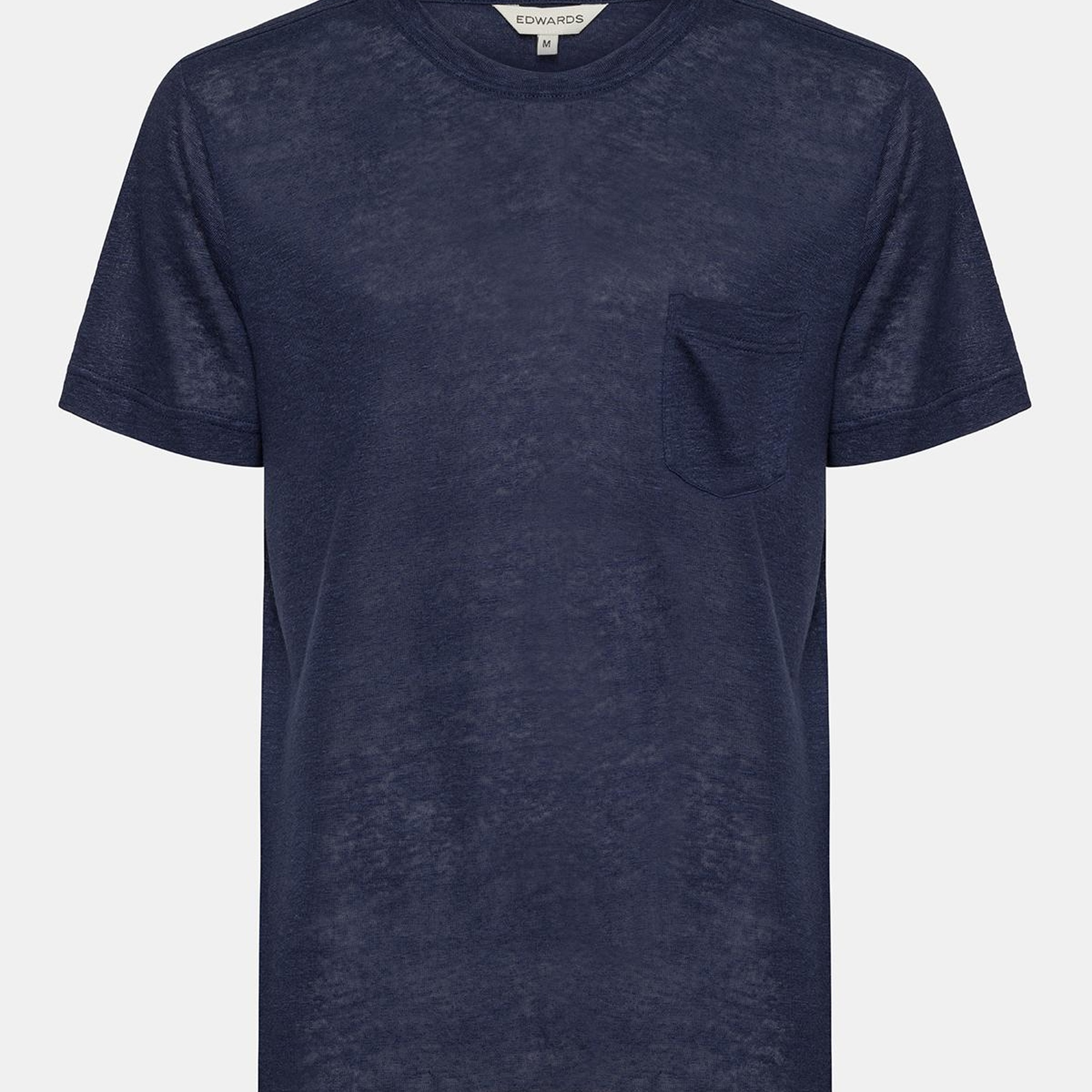 Erkek Lacivert Bisiklet Yaka Keten T-Shirt