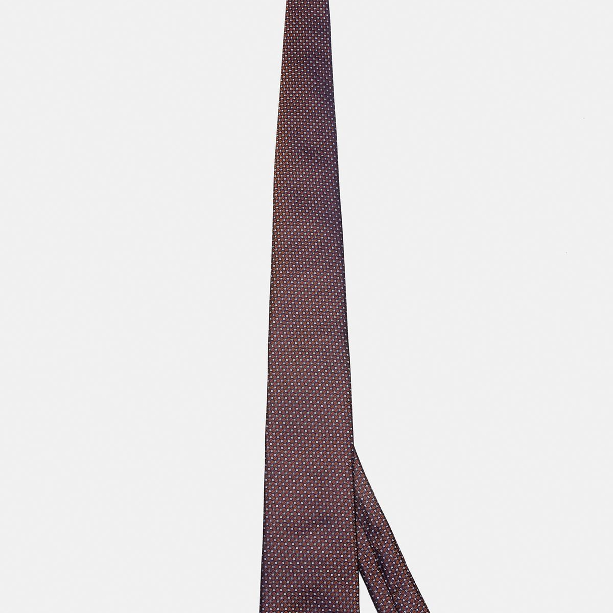 Erkek Kahverengi Desenli İpek Kravat
