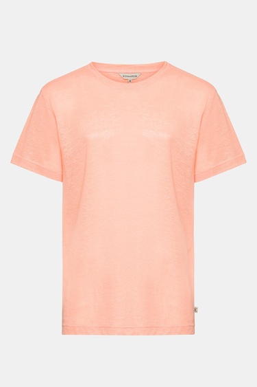 Erkek Pembe Bisiklet Yaka Keten T-Shirt