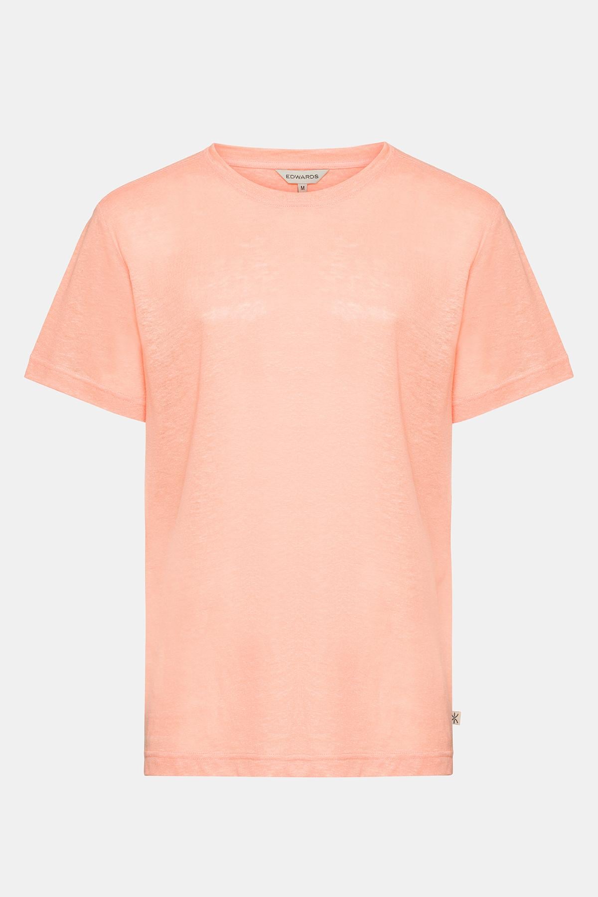 Erkek Pembe Bisiklet Yaka Keten T-Shirt