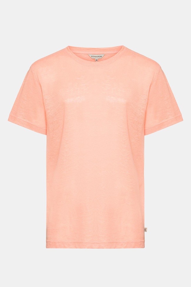  Erkek Pembe Bisiklet Yaka Keten T-Shirt