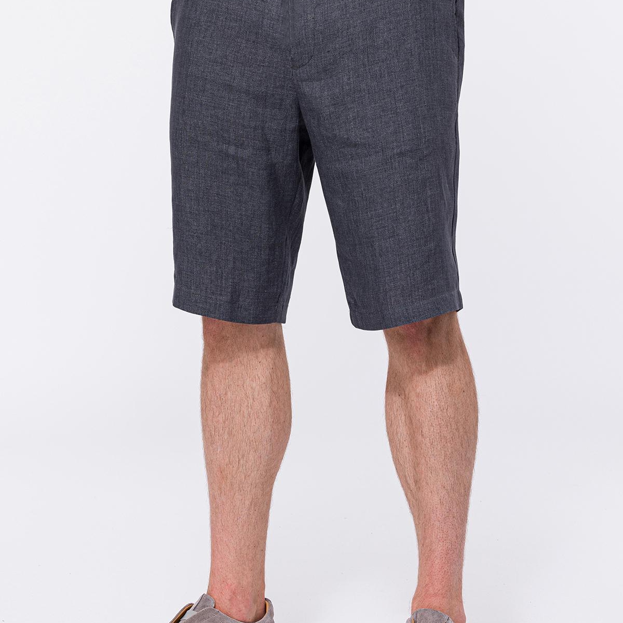 Erkek İndigo Keten Chino Şort