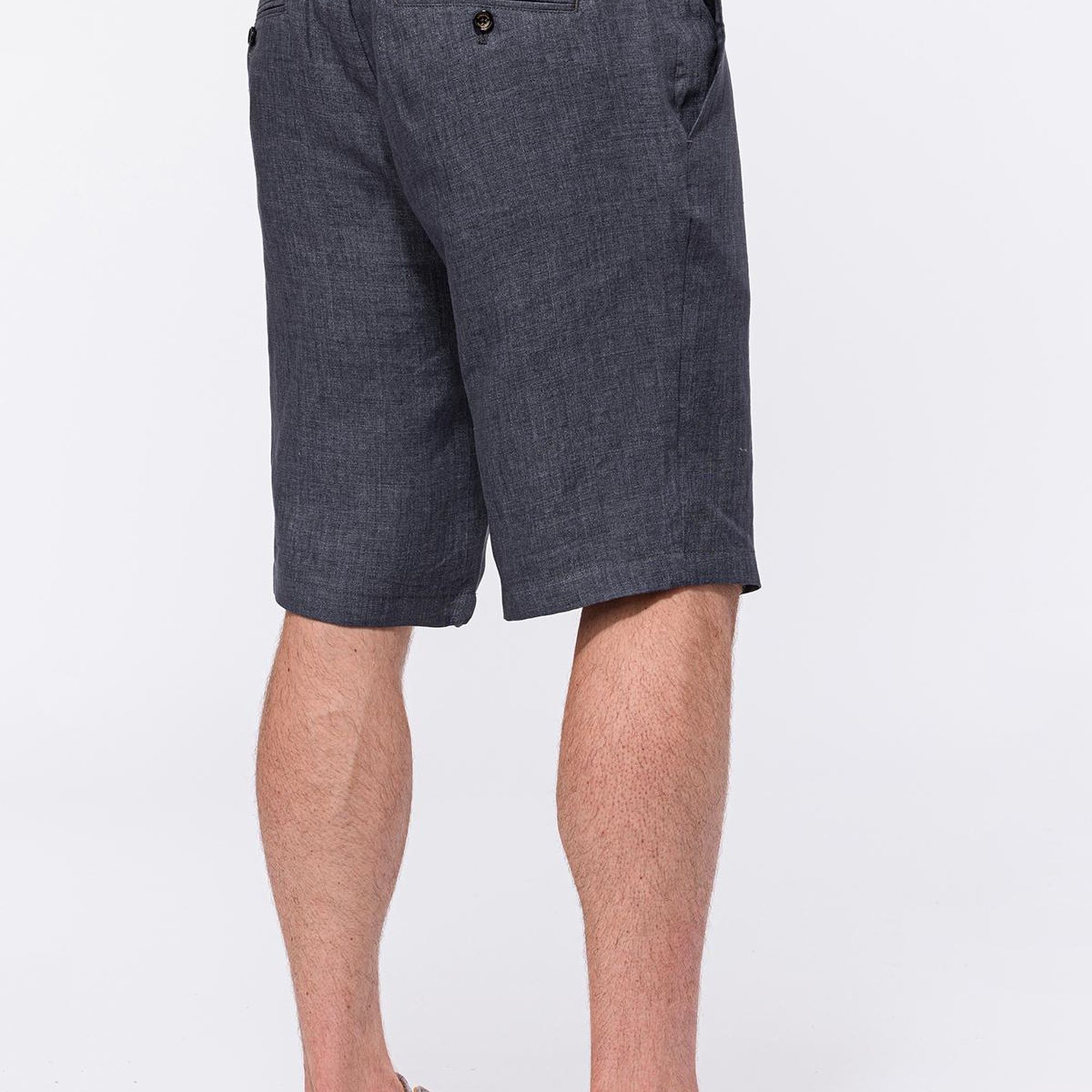 Erkek İndigo Keten Chino Şort