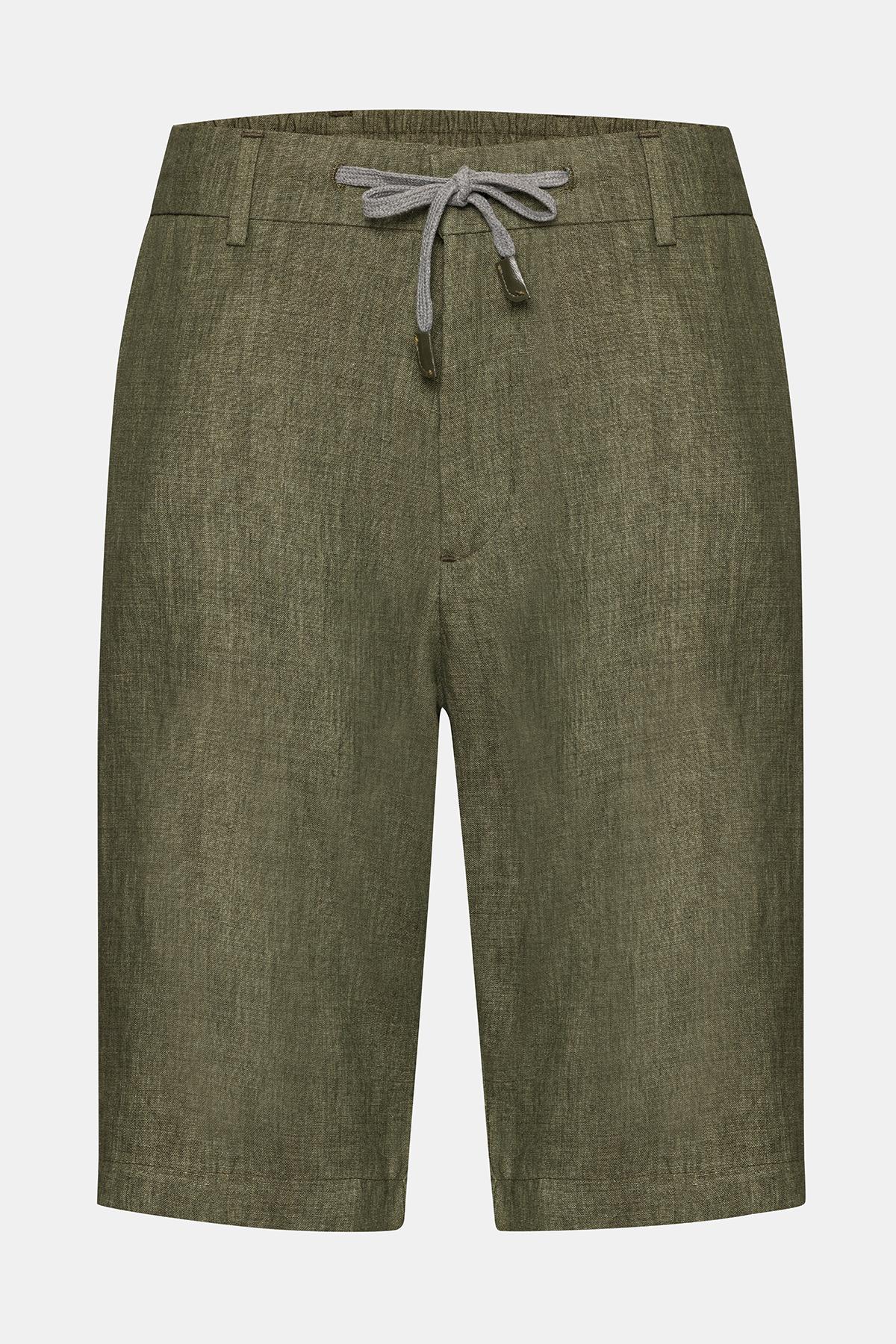  Erkek Haki Keten Chino Şort