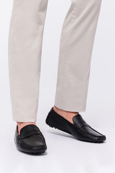  Erkek Siyah Deri Loafer