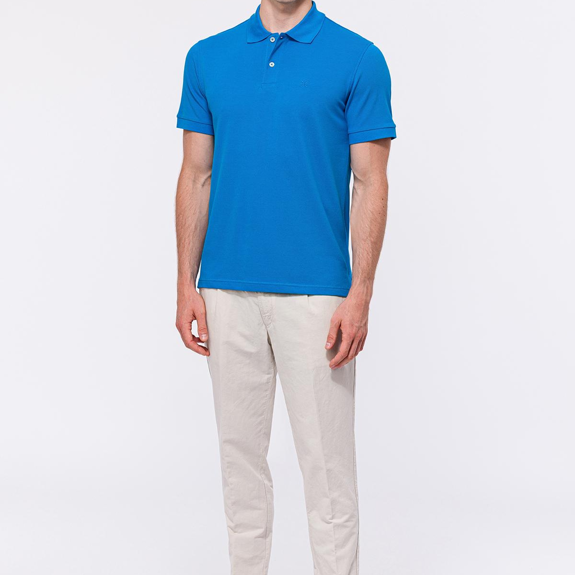 Erkek İndigo Kısa Kollu Polo Yaka T-Shirt