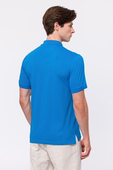 Erkek İndigo Kısa Kollu Polo Yaka T-Shirt