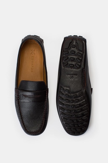  Erkek Kahverengi Deri Loafer