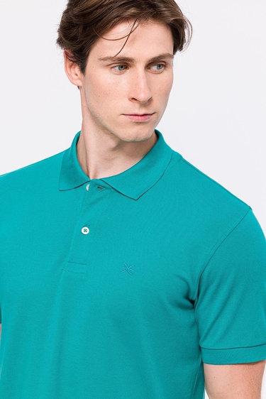  Erkek Petrol Kısa Kollu Polo Yaka T-Shirt