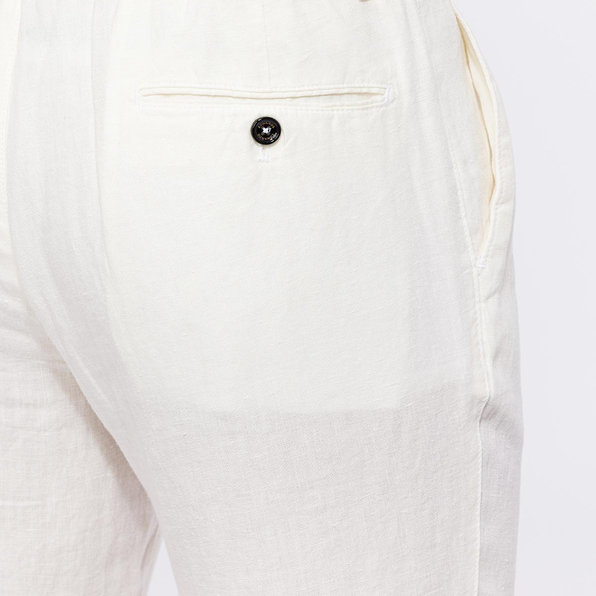 Erkek Beyaz Leomaster Bağcıklı Keten Pantolon