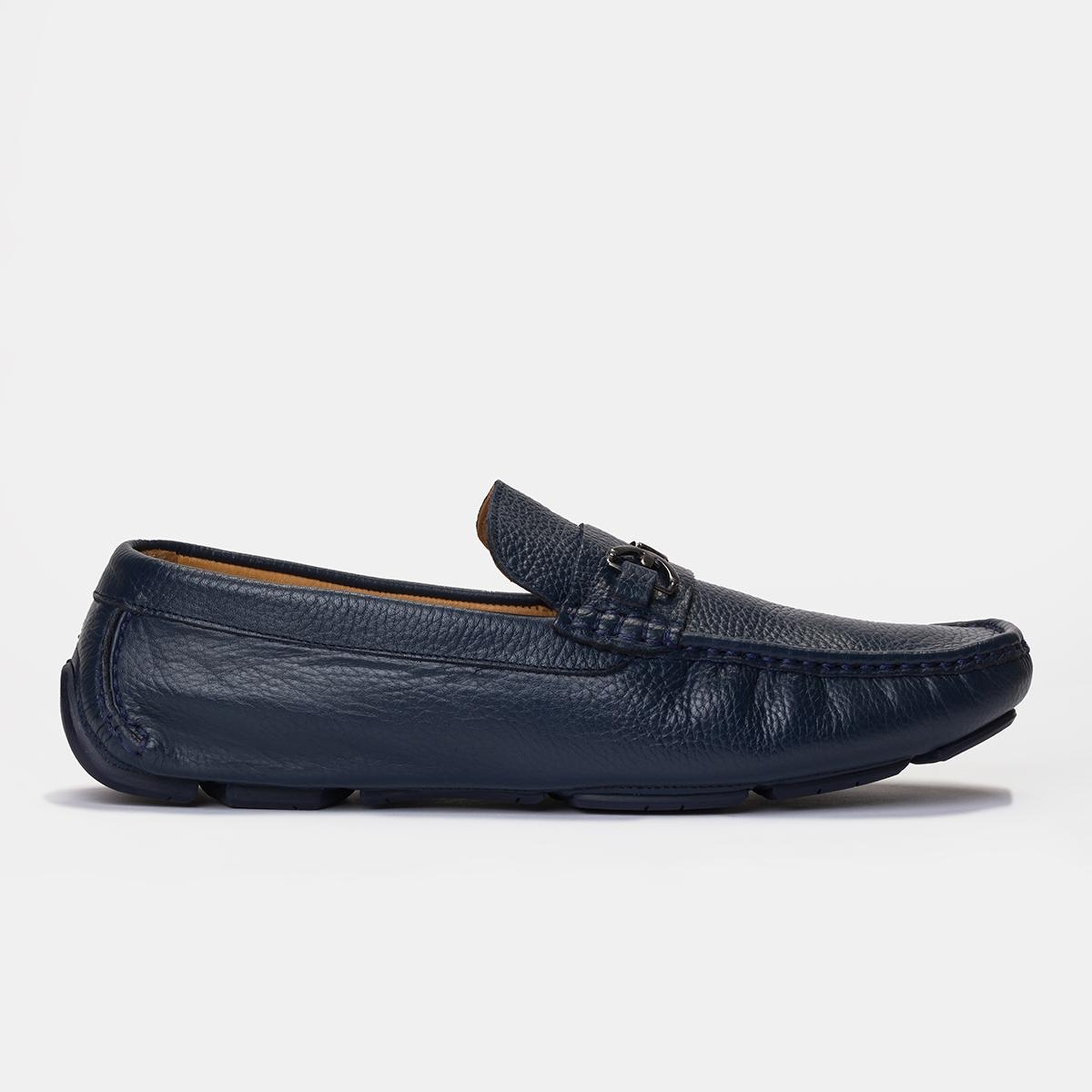 Erkek Lacivert Deri Tokalı Loafer