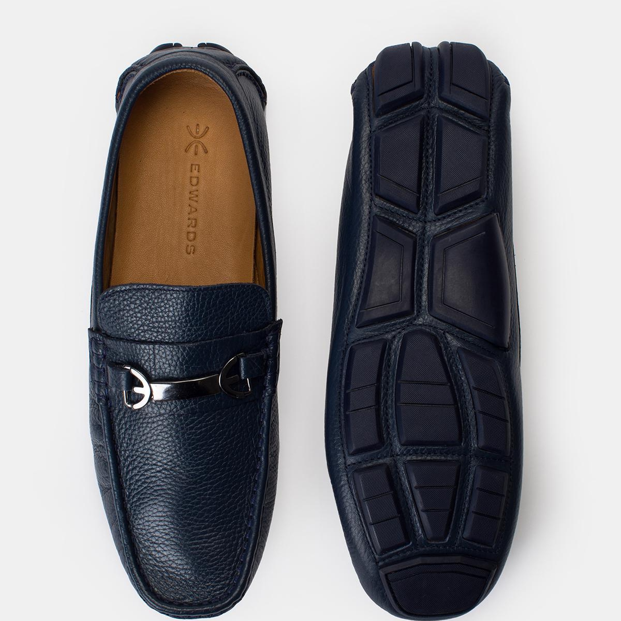 Erkek Lacivert Deri Tokalı Loafer